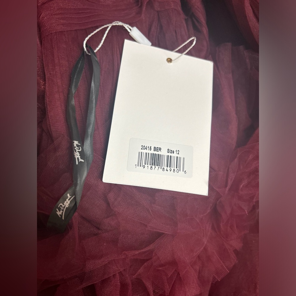 Mac Duggal 20415 Off The Shoulder High Low Tulle Dress Size 12 NWT Berry - Picture 5 of 5